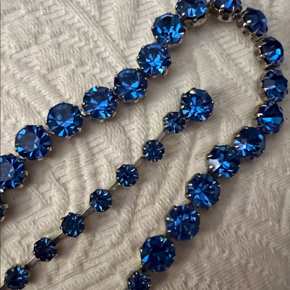 ALBERT WEISS Bright Blue Austrian Crystal Choker Necklace - Picture 6 of 12